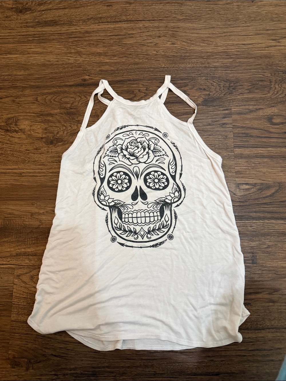 White Women's Sugar Skull Halter Tank Top